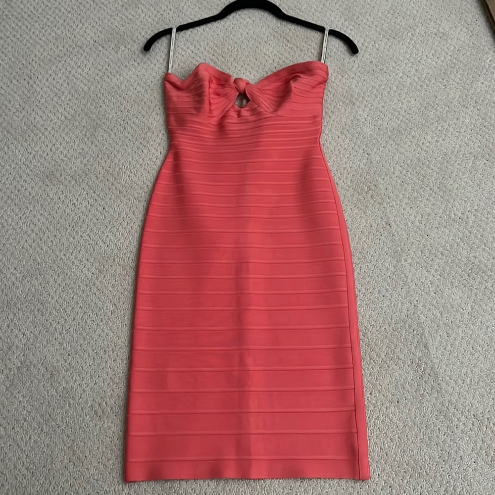 Herve Leger Coral Strapless Dress